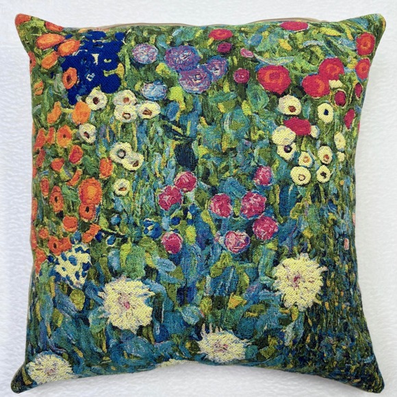 Hines Tapestry Cushion Cover Gustav Klimt Flower Garden Art Pillow Throw Accent - Picture 1 of 9